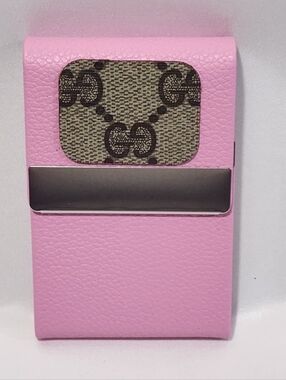 Pink Card Case with Gucci Monogram Canvas Accent